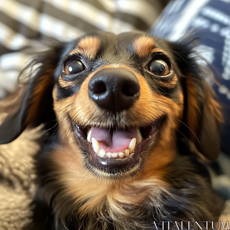 Happy Dog Close-Up with Joyful Expression AI Image