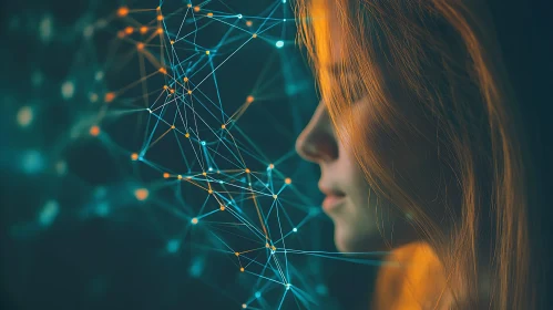 Abstract Neural Network Connection with Woman