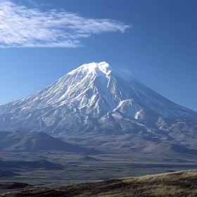 Mountain Landscape with Snow and Sky