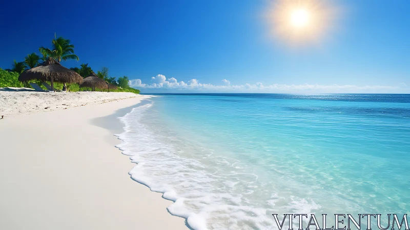 Tropical Island Beach View AI Image