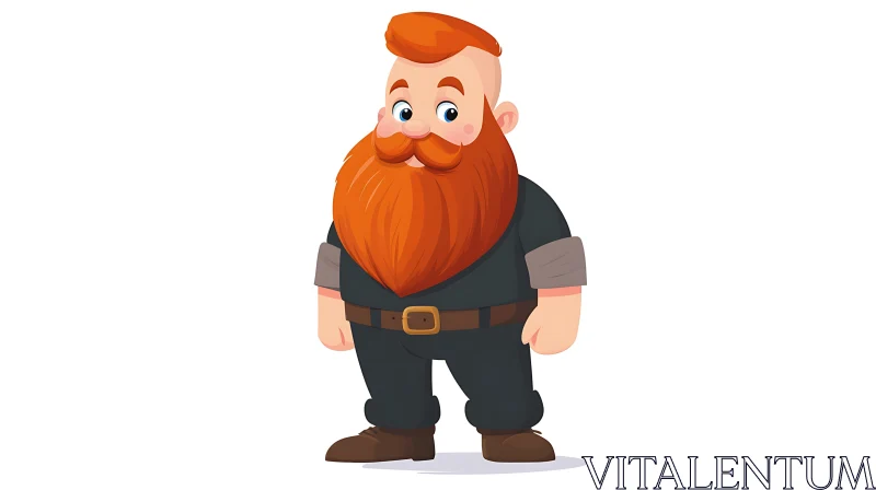 AI ART Cartoon Man with Ginger Beard Illustration