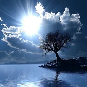 Tree and Sunlight over Water