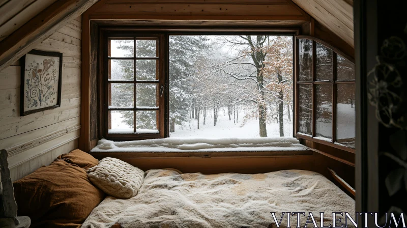 AI ART Serene Winter Cabin Interior