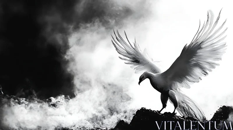 AI ART Bird of Light Soaring Through Smoke
