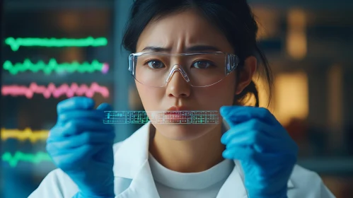 Asian Scientist Examining Data