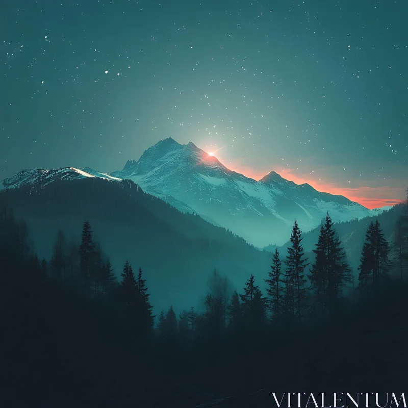 AI ART Starry Night Over Mountain Peaks