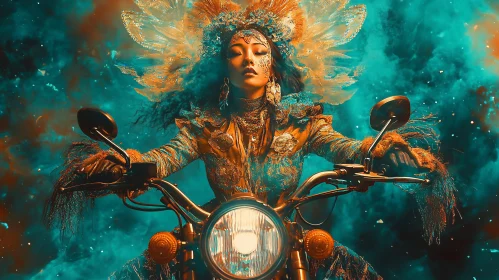 Surreal Costume and Motorcycle Scene