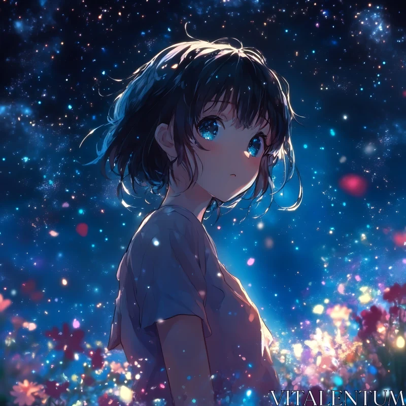 Night Sky Fantasy Anime Art AI Image