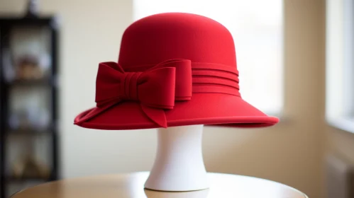 Exquisite Red Hat with Bow | Vintage-Inspired Fashion