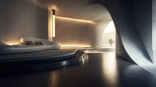 Minimalist Interior with Curved Architecture