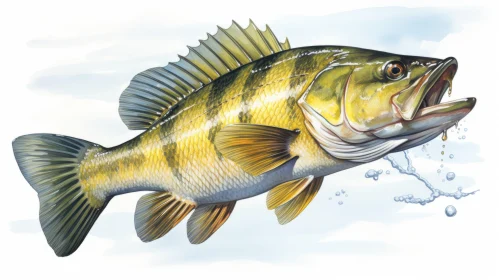 Free Largemouth Bass Illustration in High-Contrast Shading