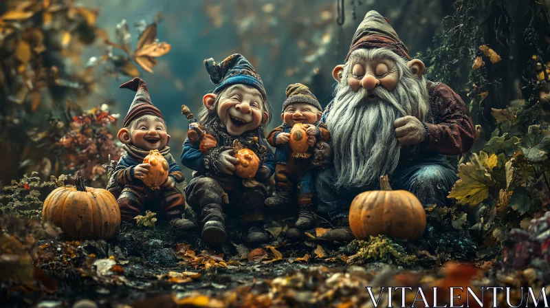 Whimsical Gnomes Celebrate Autumn Harvest AI Image