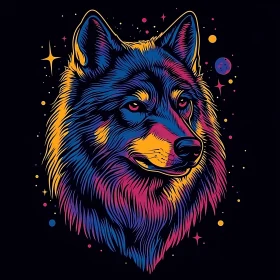 Colorful Wolf Illustration