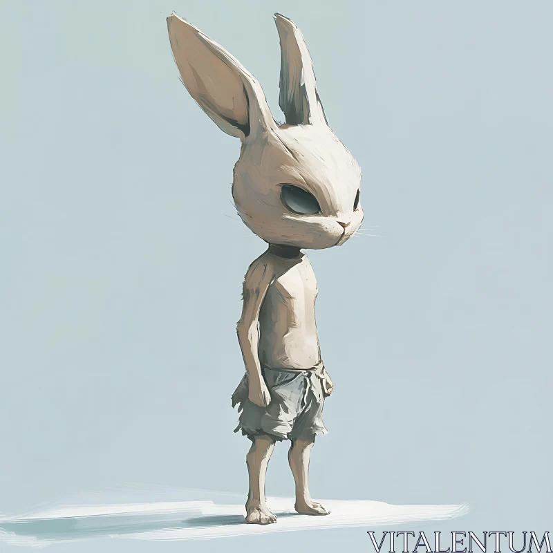 Cartoon Rabbit Figure with Shorts AI Image