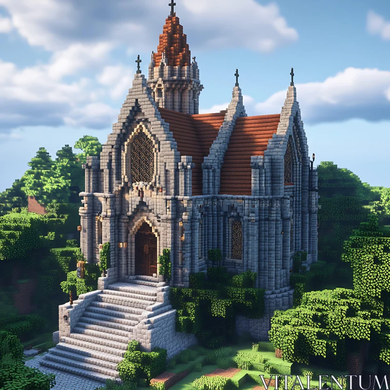 Medieval Church in Minecraft AI Image