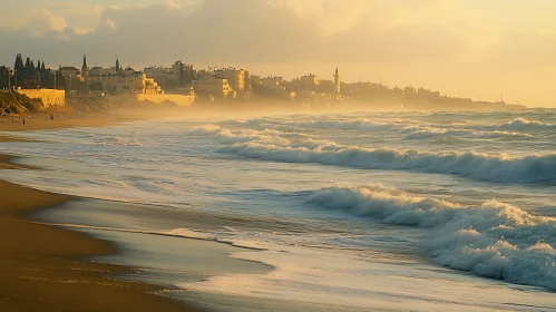 Coastal City at Sunrise