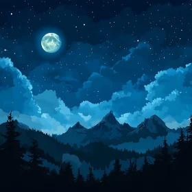 Night Sky Over Mountain Peaks