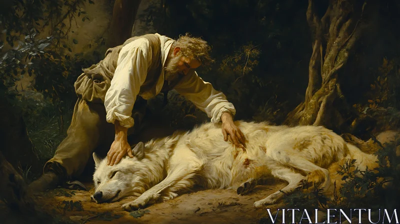 AI ART Man's Touch: A Wolf's Serenity