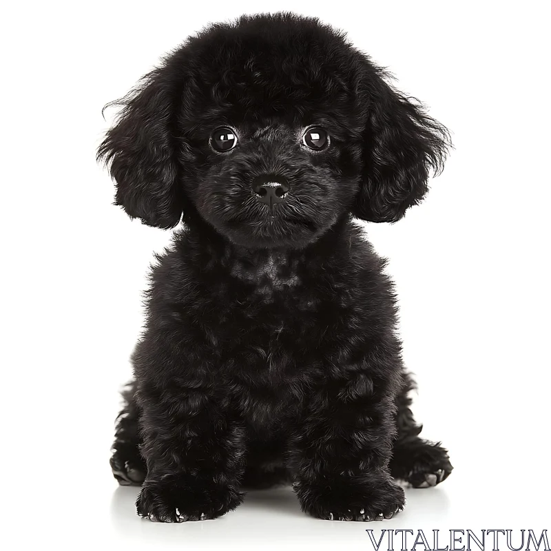 Fluffy Black Puppy Portrait AI Image