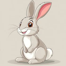 Cute Grey Bunny Cartoon