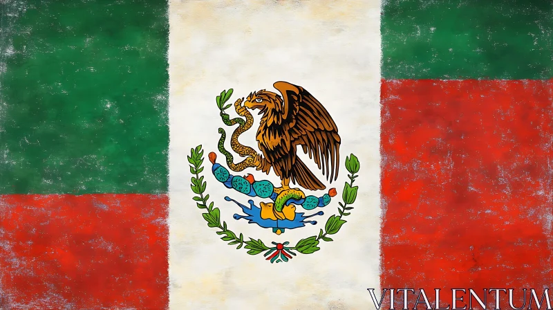 AI ART Distressed Mexican Flag Illustration