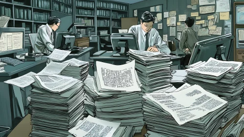 Office Paperwork Overload Digital Art