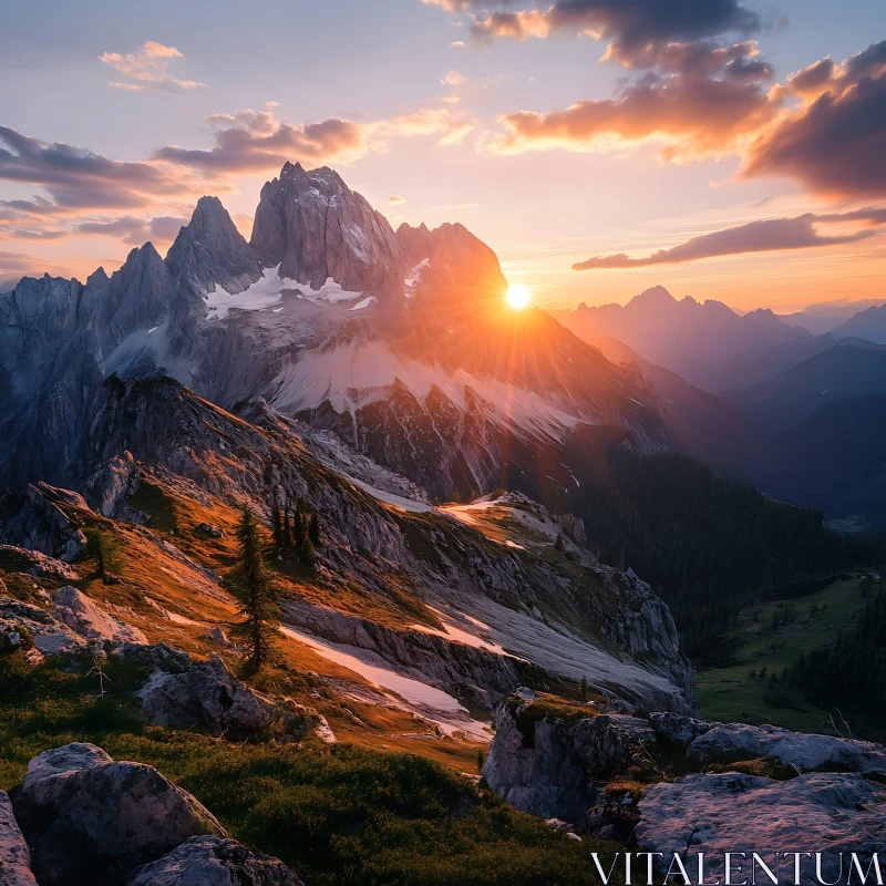 Mountains at Sunset AI Image