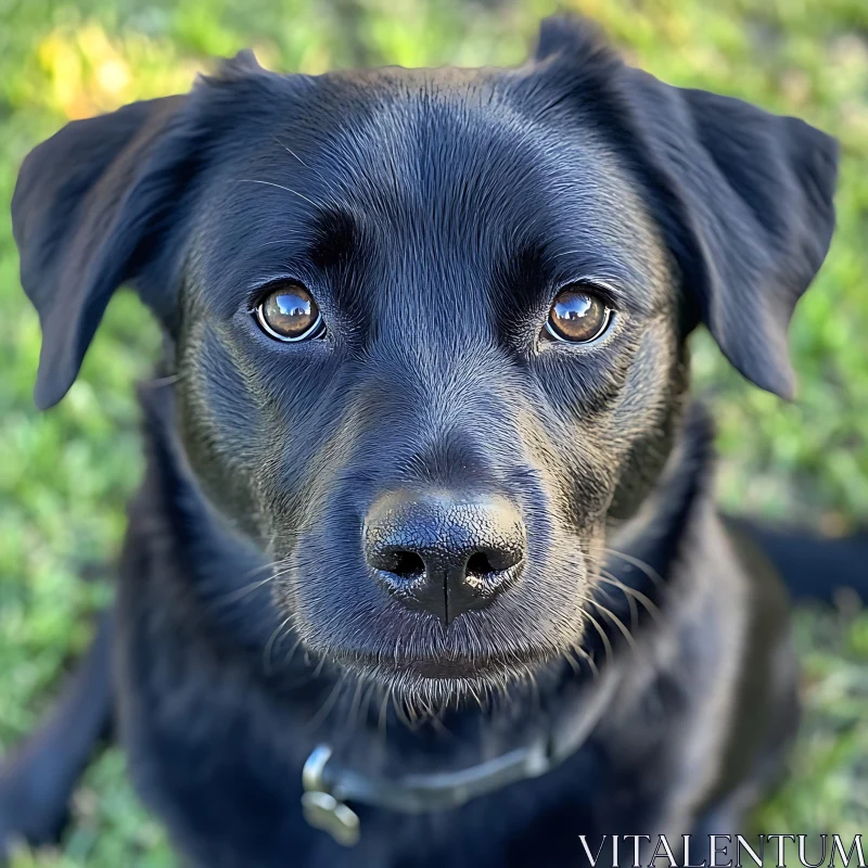 Detailed Close-Up of a Black Dog's Face AI Image