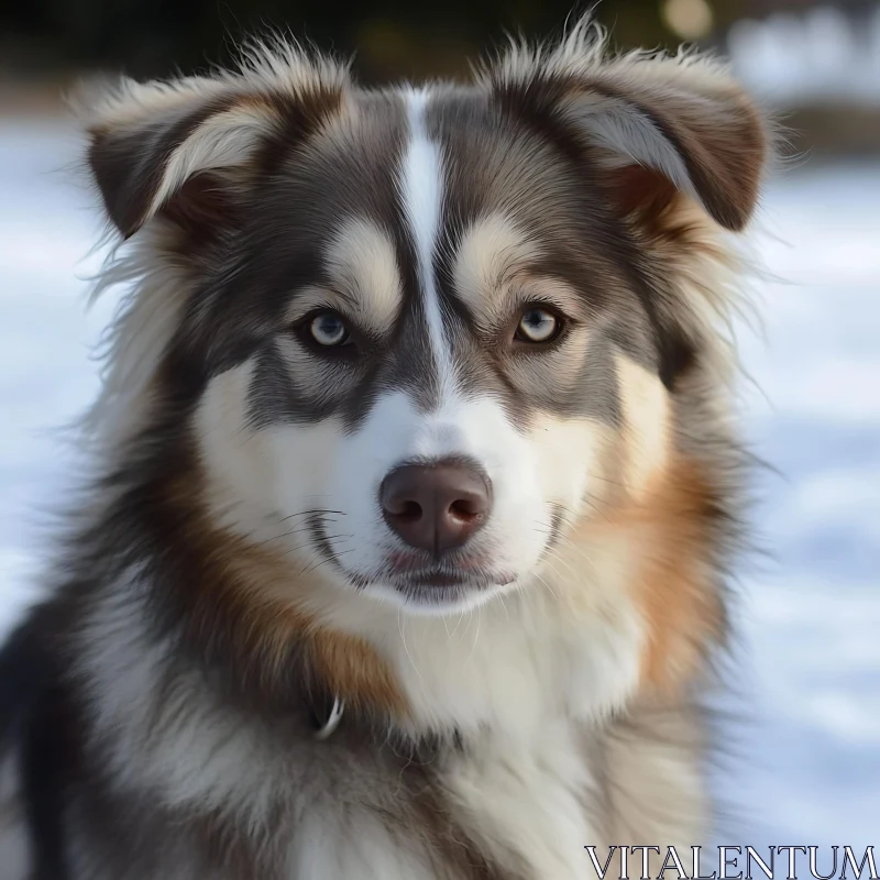 Close-Up of Dog in Winter AI Image