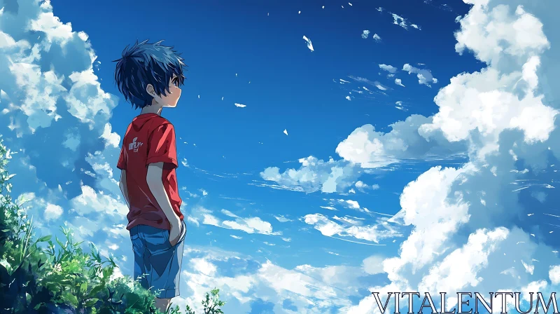 AI ART Anime Scene with Boy and Sky