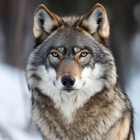 Wolf's Intense Gaze: A Wildlife Portrait