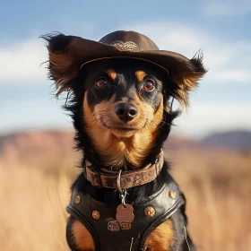 Adorable Pet Portrait with Cowboy Hat