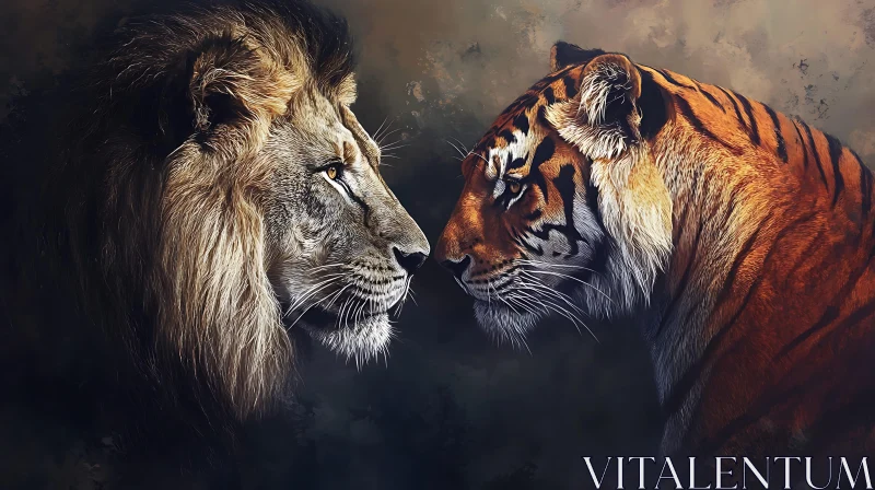 AI ART Intense Lion and Tiger Gaze