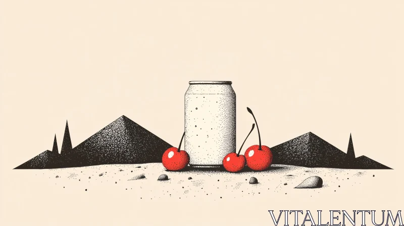 Unique Abstract Still Life with Can and Cherries AI Image