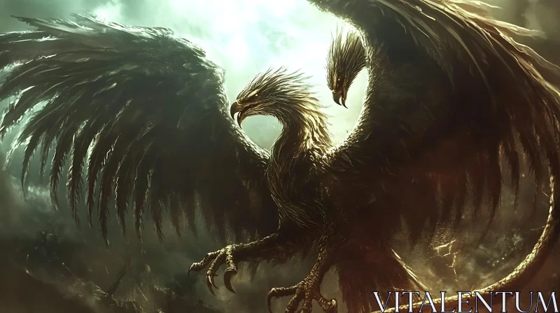 Fantasy Dragon with Outstretched Wings AI Image
