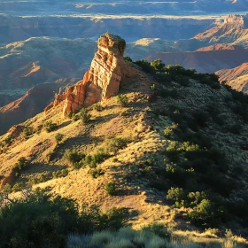 Scenic Mountain Vista with Rock Formation