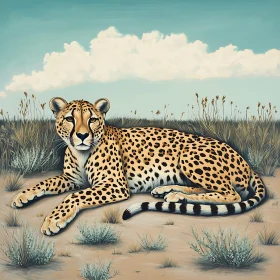 Cheetah Lounging in the Savanna