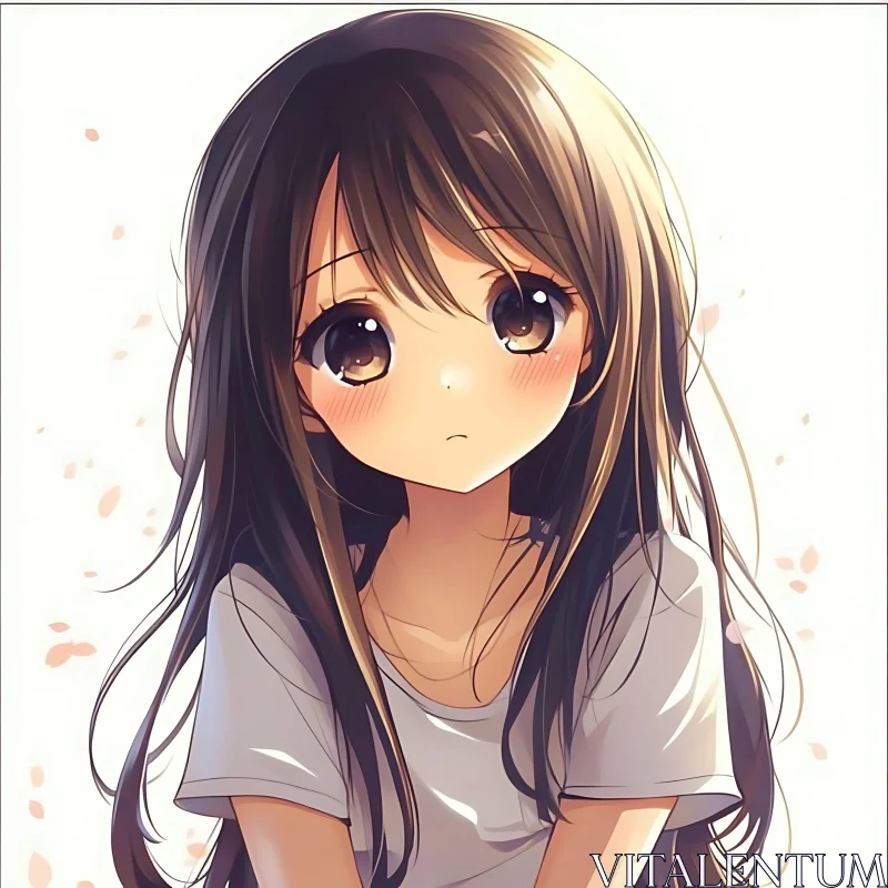 Sad Anime Girl Portrait AI Image