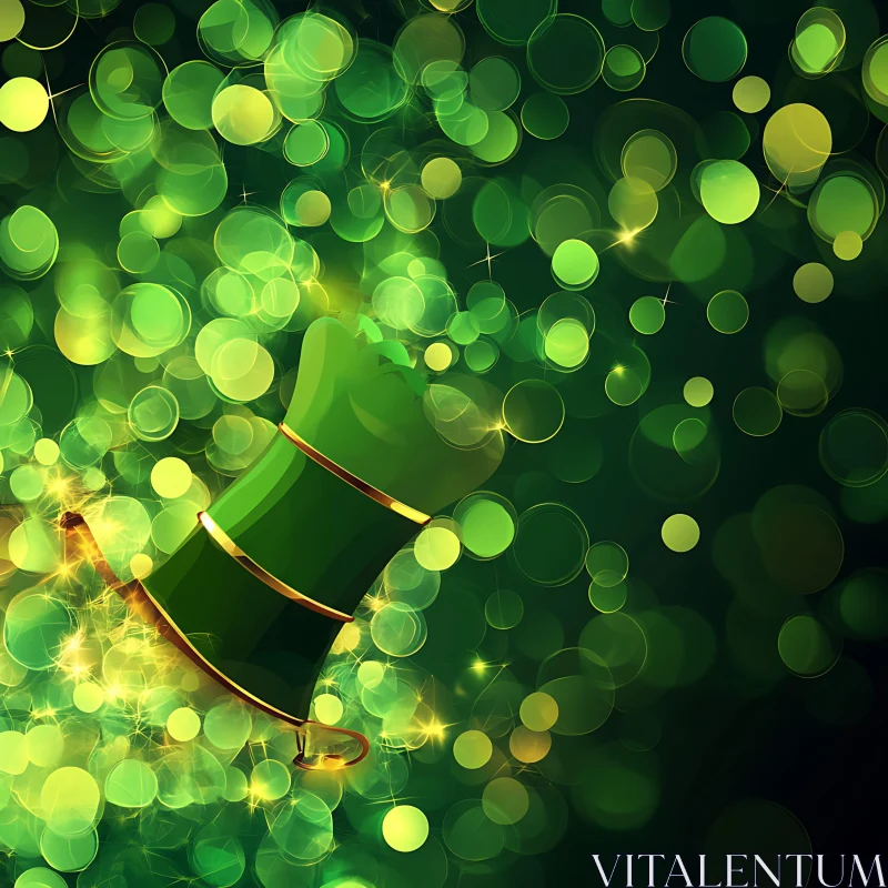 AI ART Green Object with Bokeh Circles