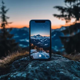 Snowy Peaks on Mobile Display