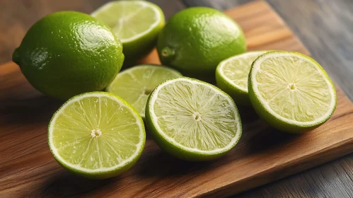 Zesty Green Limes on Rustic Wood