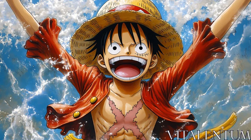 AI ART Adventurous Anime Character with Straw Hat