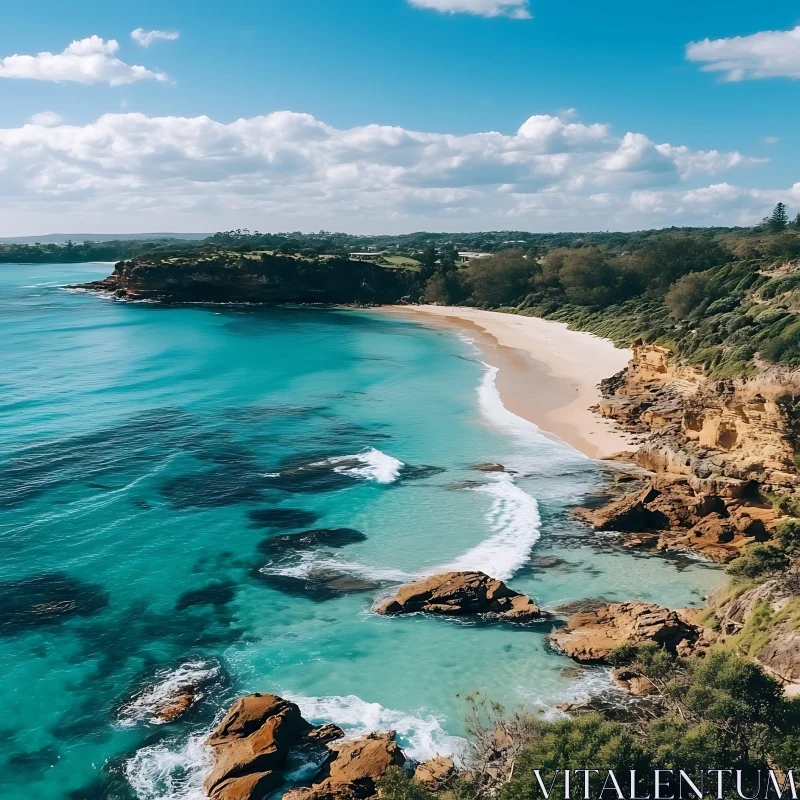 AI ART Coastal Scene with Turquoise Water and Cliffs