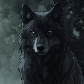 Artistic Wolf Portrait with Intense Gaze