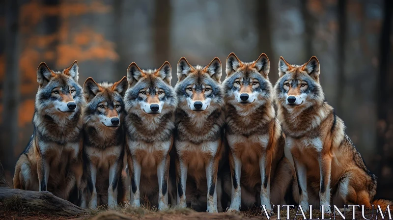 AI ART Six Wolves in the Forest