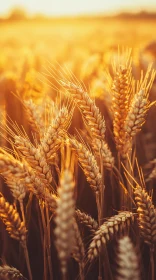 Sunset Glowing Over Wheat Field