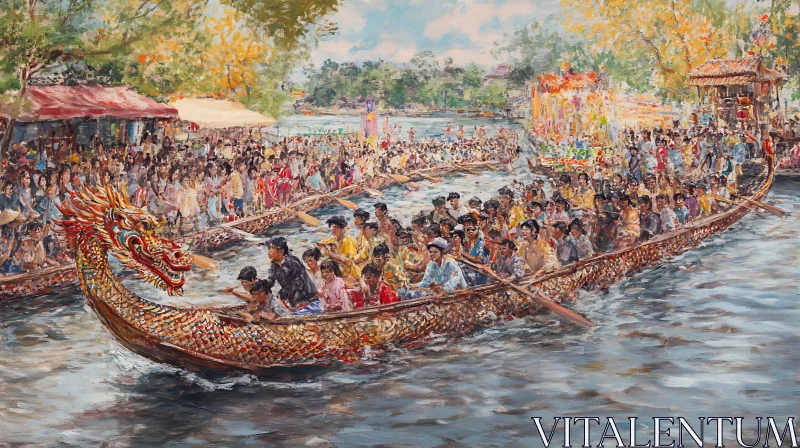 Festive Dragon Boat Race Artwork AI Image