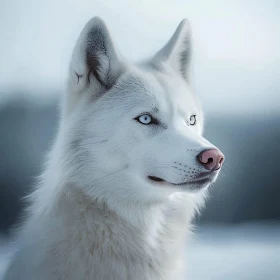 Snow Wolf with Icy Gaze