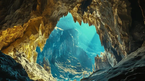 Cavern with Sunlight and Rock Formations