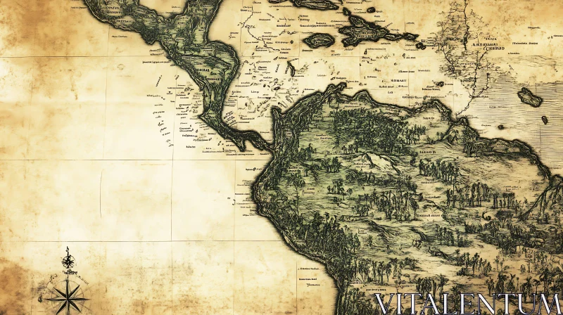 AI ART Antique Cartography of the Americas